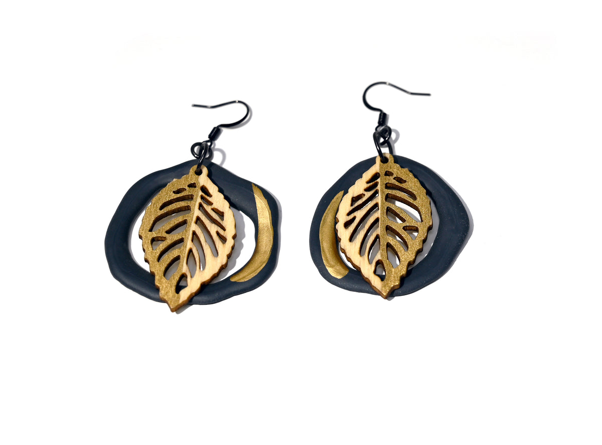 Leaf and Circle Earrings