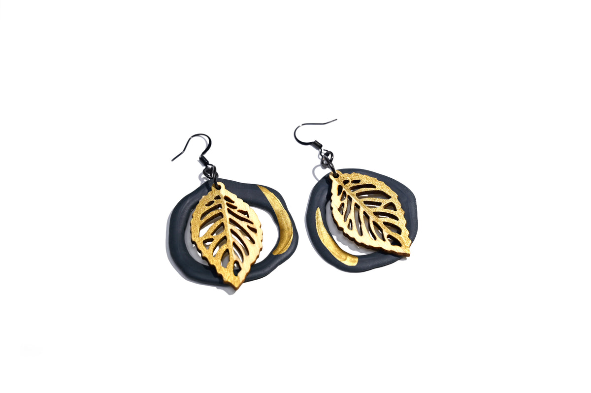 Leaf and Circle Earrings