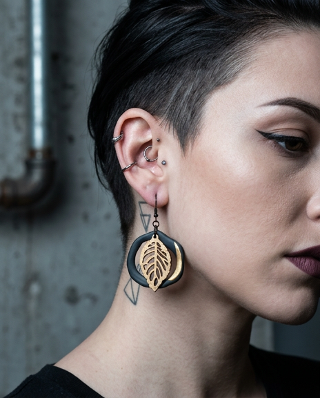 Leaf and Circle Earrings